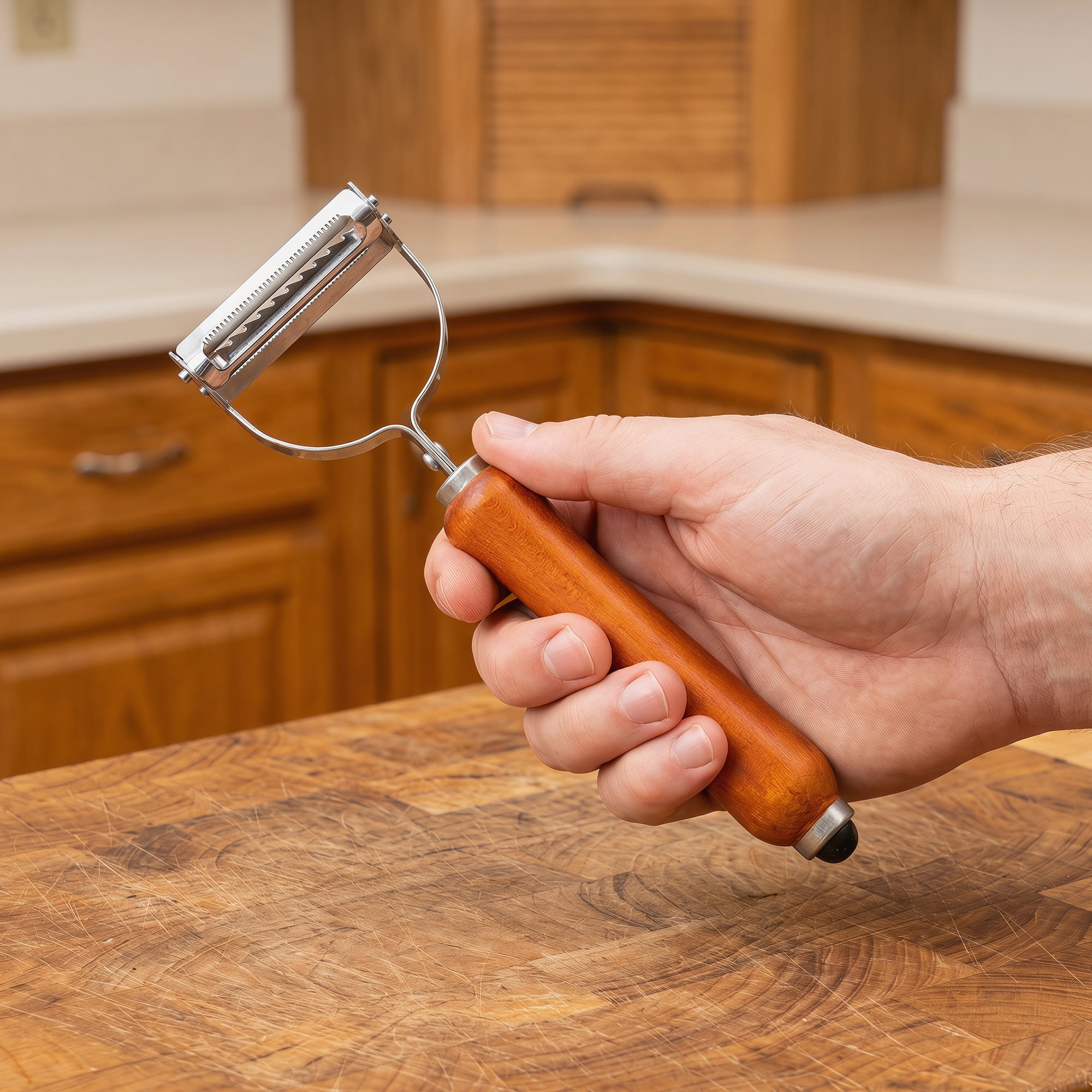 Unique Bargains Stainless Steel Vegetable Peeler with Wood Handle Brown 6.2x2.2 inch