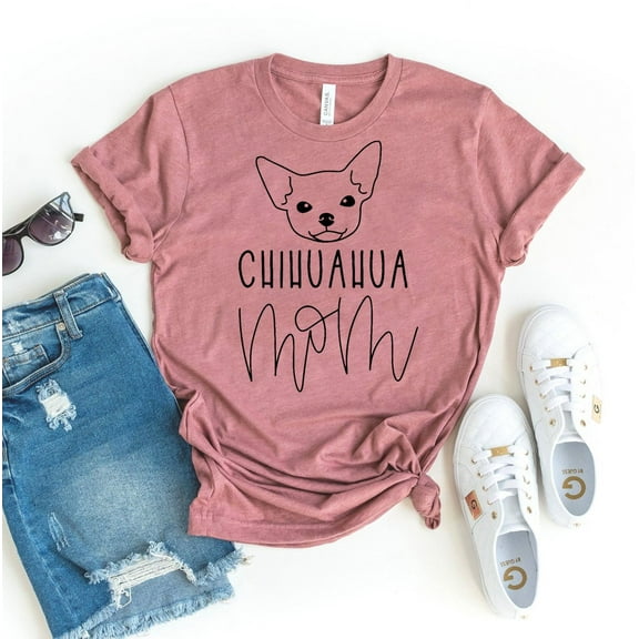 Chihuahua Mom T-shirt Pet Owner Tshirt Rescue Shirts Cute Puppy Top Dog Lover Shirt Mother's Day Gift Women's Paw Mama Tee