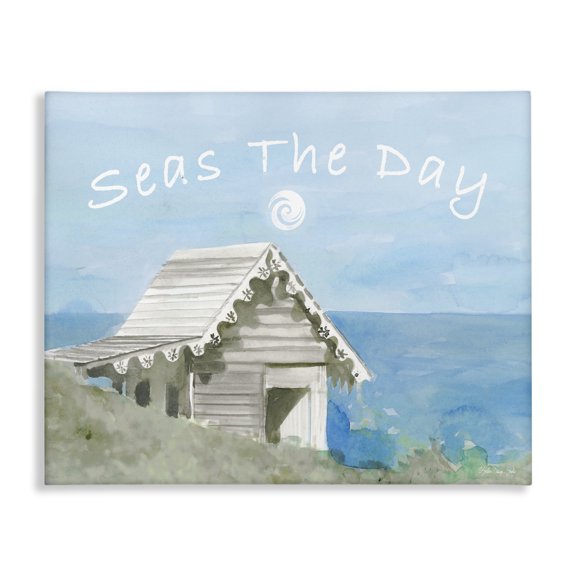 Stupell Industries Rustic Lodge Seas the Day Beach Cottage Canvas Art, 30 x 24, by Stellar Design Studio