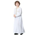 thumbnail image 5 of IBTOM CASTLE Robe for Boys Muslim Long Sleeve Thobe Abaya Saudi Arab Kaftan Islamic Zipper Arabic Dubai Dress with Pockets 11-12 Years White, 5 of 8
