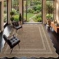 thumbnail image 4 of Nanan 8'x10' Scalloped Jute Area Rug Natural Solid Rug, Farmhouse Washable Rug Non-Slip Indoor Carpet for Living Room Bedroom Home Office, Brown, 4 of 9