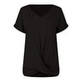 thumbnail image 6 of Uooqdmx Twist Front Tops for Women, Front Knot Tops for Women, V Neck T Shirts for Women, Front Tie Tops for Women, Womens Shirts Dressy Casual, Black S, 6 of 6