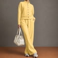 thumbnail image 5 of Cagogo Women's 2 Piece Pants Set Casual Open Front Cardigan Jacket Wide Leg Pants Outfits Loose Comfy Matching Lounge Sets Tracksuits Loungewear Travel Airport Clothes, Yellow L, 5 of 6