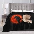 thumbnail image 4 of DouZhe Ultra-Soft Micro Fleece Lightweight Flannel Bed Blanket, Red Moon Crow and Skull Print Cozy Warm Throw Blankets, 40"x30", 4 of 7
