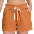 thumbnail image 1 of Summer Clearance 2025! Womens Plus Size Pants,Women Solid Color Wrinkle Elastic Drawstring Waist Shorts Pocket Drawstring Casual Shorts, 1 of 4