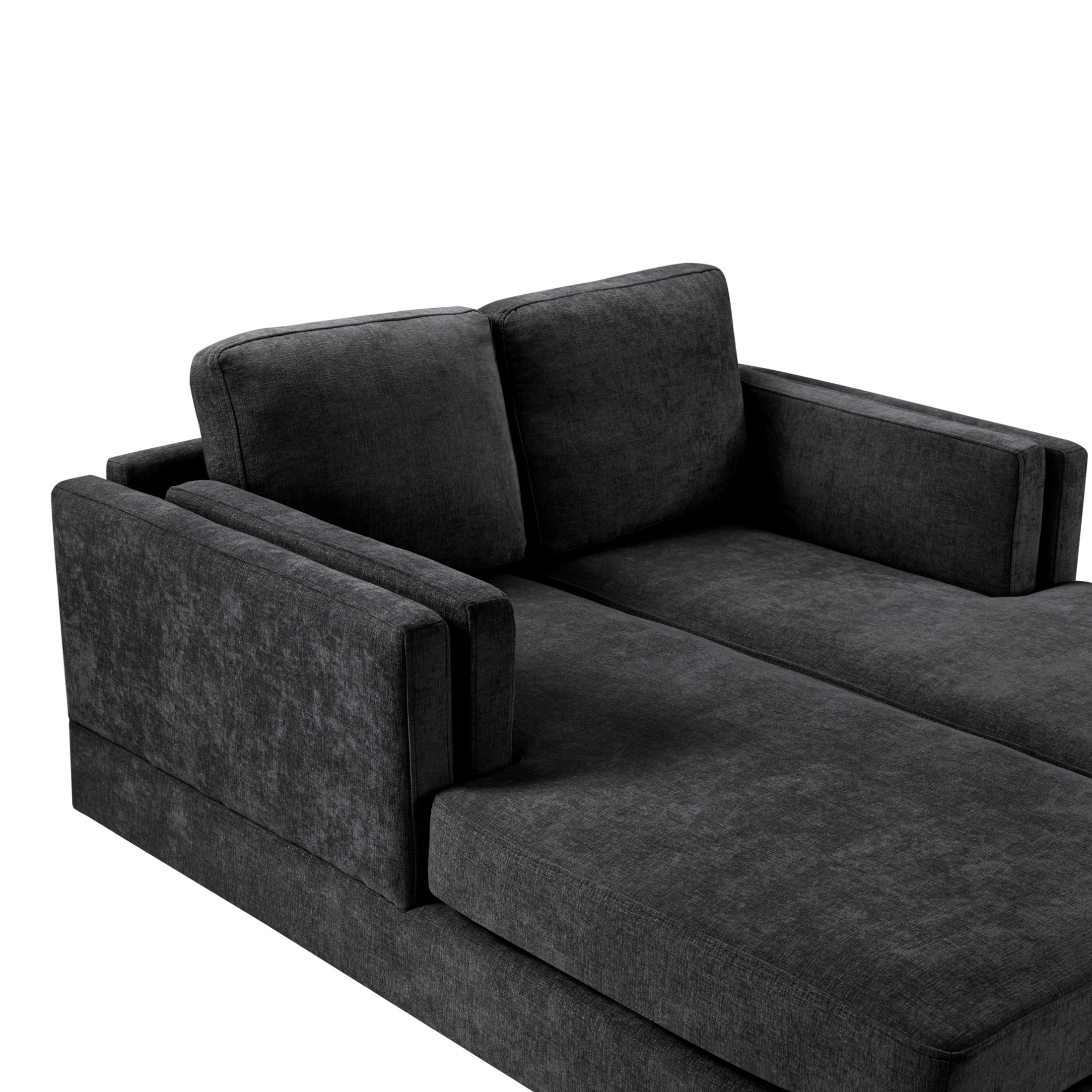 Christopher Knight Home Modern Chaise Lounge Sofa Bed, 53.5" Upholstered Sofa Couch with Armrests, Black
