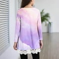 thumbnail image 4 of aohooy Youth Dress Shirt Tie Dye Long Sleeve Crewneck Tunic Lace Trim Hem Trendy Blouses Cute Fall Pullover Loose Soft Tops Purple,8-9Years, 4 of 6
