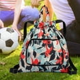 thumbnail image 4 of AMERTEER Basketball Yoga Bag Drawstring Folding Backpack Nylon for Travel (Small Flowers), 4 of 6