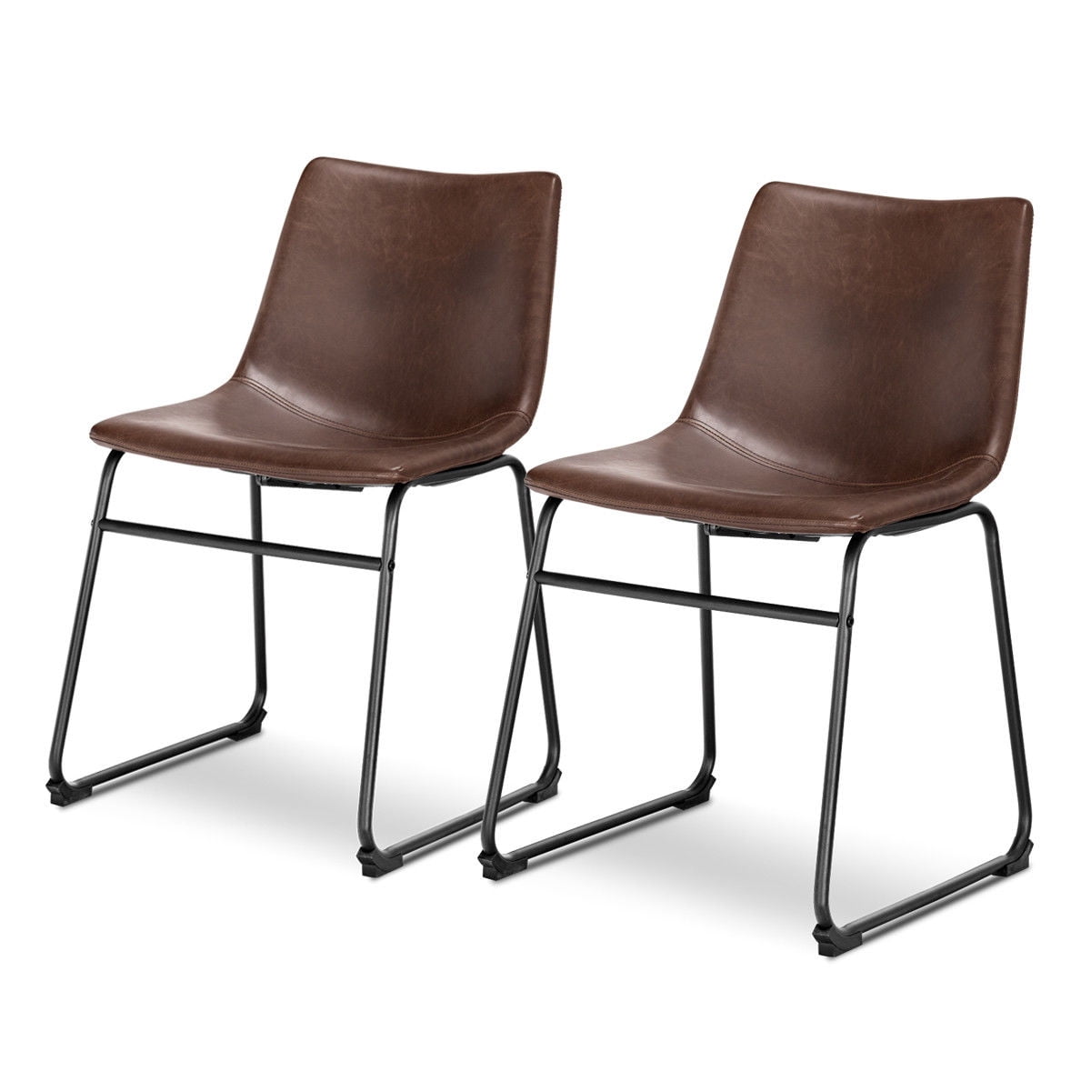 Black Leather Chair With Metal Legs : Faux leather dining chairs with