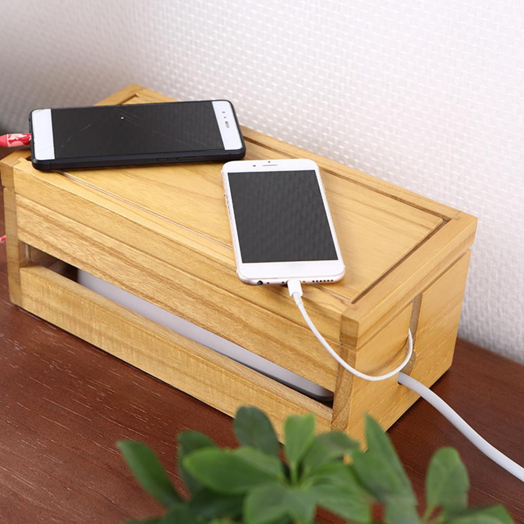 Fiocias 2x Cable Management Box Wooden Cable Organizer for Cable Extinguishers
