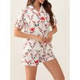 thumbnail image 2 of Christmas Pajama Set for Women Short Sleeve Tops + Elastic Waist Shorts Pjs Loungewear Set Holiday Sleepwear, 2 of 6