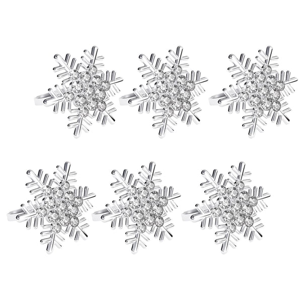 6 anillos para servilletas con forma de copo de nieve navideño, porta servilletas, hebilla de metal moderna para servilletas Argén
