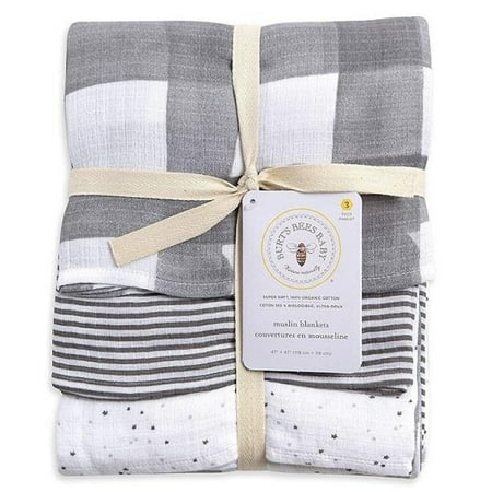 UPC: 0843474132446 | Burts Bees 3pk Woven Muslin Blanket Starry Eyes