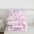 thumbnail image 5 of Erosebridal Pink Classic Checkered Queen Comforter Set For Kids,Letter S Initial Lettering Bedding Comforter Set For Bow Lover,Pink Reversible,3 Pieces, 5 of 7