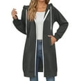 thumbnail image 2 of Long Hoodies for Women 2025 Fall Winter Long Sleeve Plain Zip Up Hooded Sweatshirt with Pockets Cardigan Jacket Coat, 2 of 6