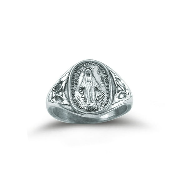 Sterling Silver Miraculous Medal Ring, Size 5