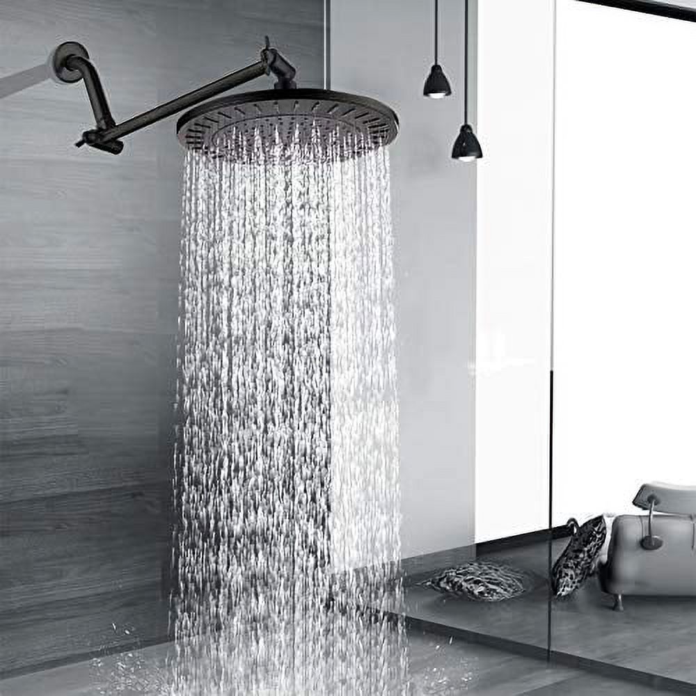 BRIGHT SHOWERS Round Rain Shower Head 9 Inch High Pressure Rainfall Showerhead for Bathroom, Luxury Rain Shower Head with Adjustable Angle, Easy to Install, Oil-Rubbed Bronze