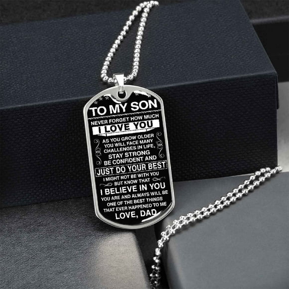 TopLLC Necklaces for Women To My Son - Never Forget How Much I Love You Fashion Stainless Steel Necklace Holiday Gifts For Son Jewelry Gifts on Clearance