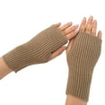 thumbnail image 2 of GROFRY 1 Pair Women Gloves Fingerless Thumb Hole Half Finger Thickened Stretchy Keep Warm Woolen Yarn Solid Color Autumn Winter Women Knitted Mittens for Daily Life, 2 of 8