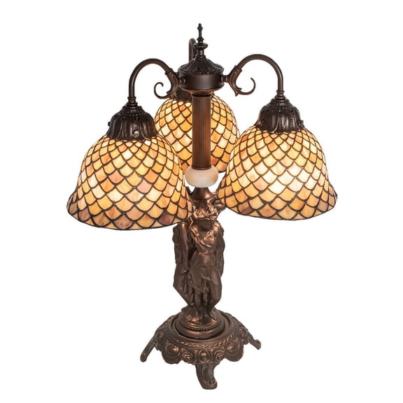 Meyda Lighting 23" High Tiffany Fishscale 3 Light Table Lamp