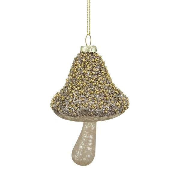 Northlight Mushroom Glass Christmas Ornament - 4.75" - Champagne Gold  Finish