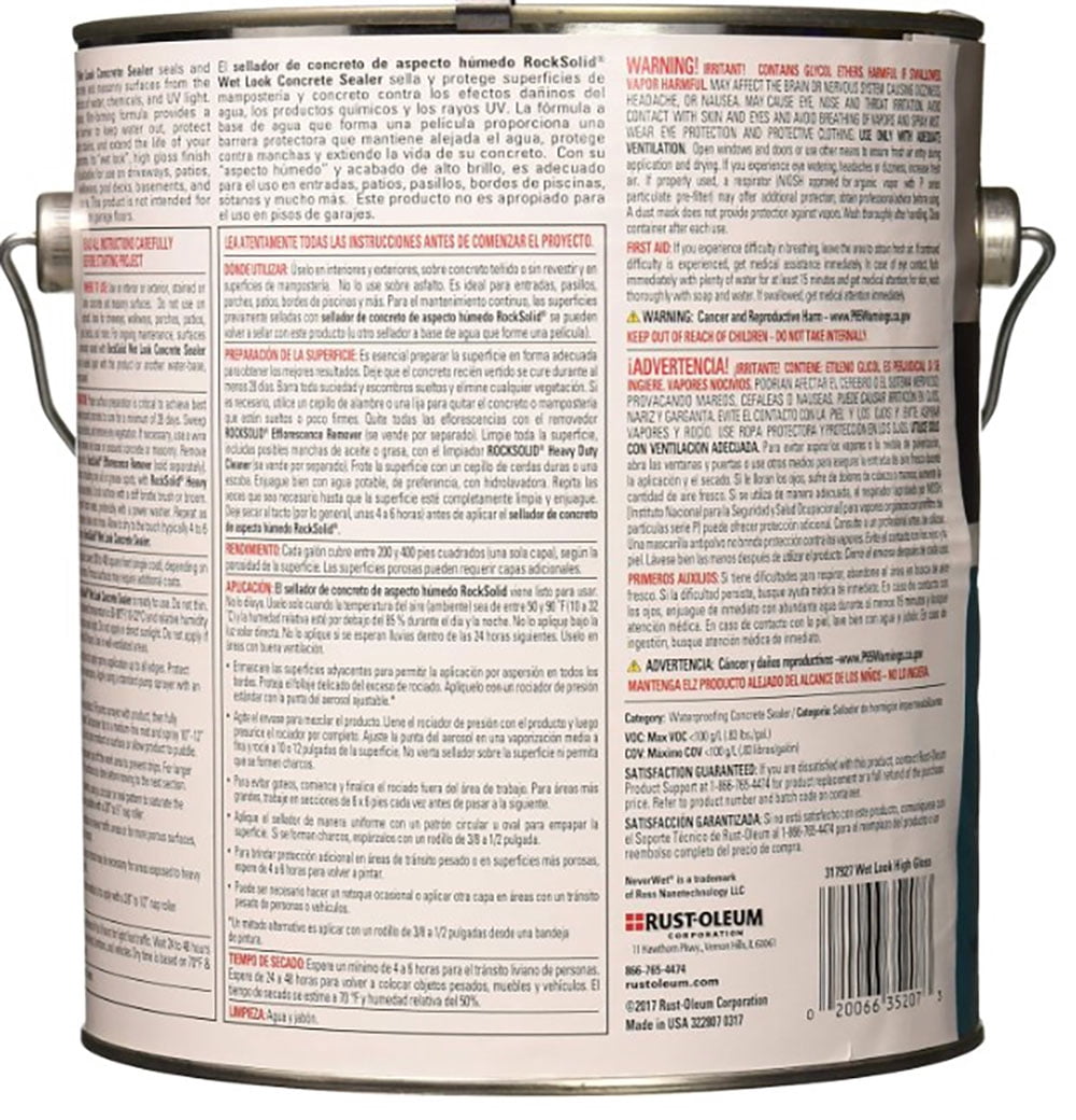 1 gal Rust-Oleum 317927 High Gloss Clear RockSolid Wet Look Concrete Sealer