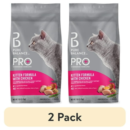 (2 pack) Pure Balance Pro+ Kitten Formula with Chicken Dry Cat Food, 7 lbs