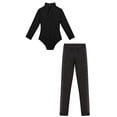 thumbnail image 4 of TiaoBug Kids Girls Gymnastics Dance Outfit Long Sleeve Leotard And Sparkly Rhinestones Tights Set B Black 11-12, 4 of 5