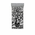 thumbnail image 2 of Ambesonne Retro Fitted Sheet & Pillow Sham Set, Rock Music Poster Image, Queen, Beige and Black, 2 of 3