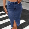 thumbnail image 6 of Jsaierl Women’s Denim Midi Skirt High Waist Slim Fit Jean Skirt with Front Slit for Casual and Street Style, 6 of 8