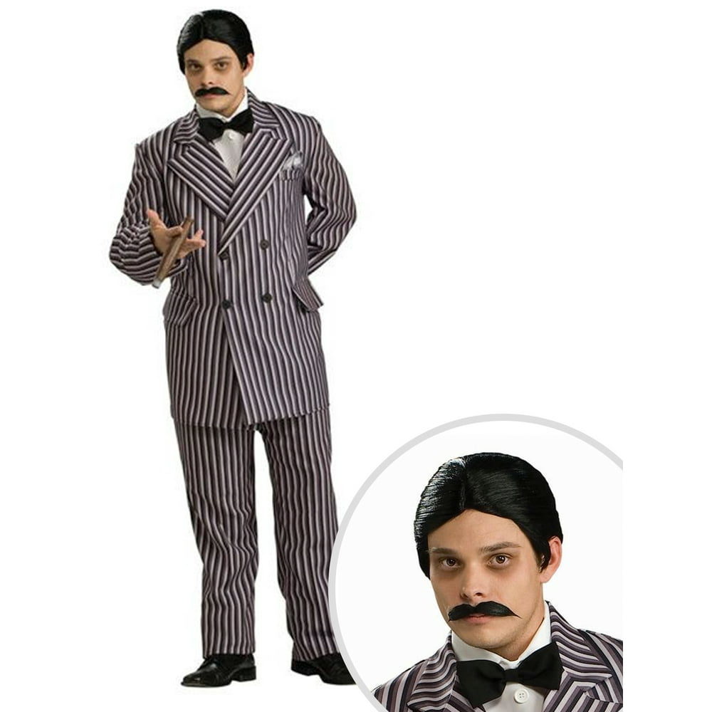 Mens Gomez Addams Grand Heritage Costume And Adult Deluxe Gomez Addams Wig And Moustache Set