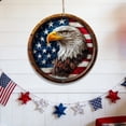 thumbnail image 6 of Independence Day Wooden Sign, Patriotic Star Wall Hanging, USA Flag Round Decor Plaque, Festival Hanging Board for Home, Porch, Door, Yard & 4th of July Celebration, 6 of 6