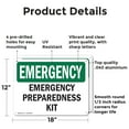 thumbnail image 2 of (2 Pack) Preparedness Kit OSHA Emergency Sign 18 Inch X 12 Inch Indoor / Outdoor Rust-Free Aluminum Metal Signs for Workplace, Workshop, and Construction Site, Made in the USA, 2 of 8