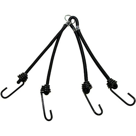 Black Bungee Cords - 25cm Bungee Cord With Four Hooks, Black