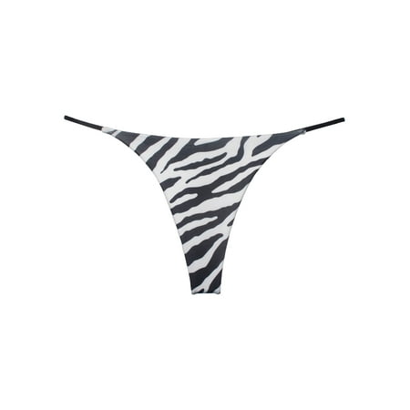 Haitryli Women s Thong Brazilian Cheeky Swimsuits Bottoms Micro G-String Mini Cheeky Bathing Suit Zebra-stripe XL