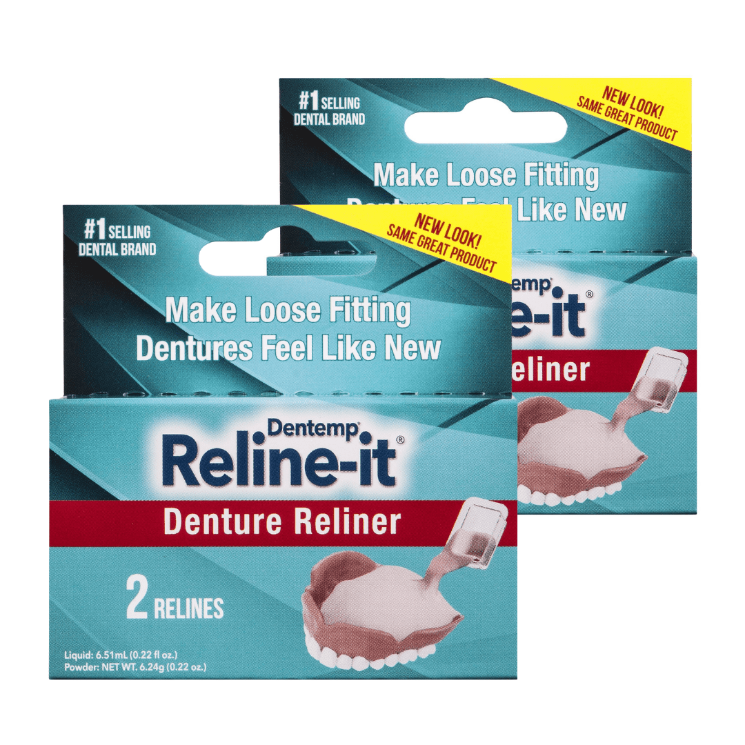 Dentemp Relineit Denture Reliner kit, 2 Pack 4 Total Relines