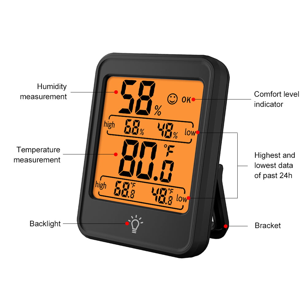 Digital Hygrometer Indoor Thermometer - Humidity Meter for Home, Bedroom,  Baby Room, Office, Greenhouse - AAA Battery-Powered Humidity Gauge (Black)