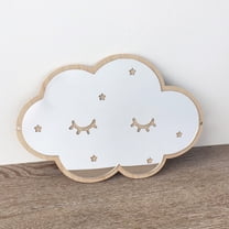 Cute Acrylic Wall Mirror with Wooden Base | Self-Adhesive Hanging Sticker Mirror | 11x7 inch Decorative Modeling Mirror for Kids Room & Home Decor