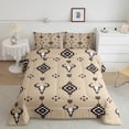 thumbnail image 2 of jejeloiu Boho Exotic Style Queen Comforter Set,Bohemian Bull Skull Bedding Sets,Brown Aztec Geometric Bedding Comforter Set For Boys Teens,Microfiber Bedroom Decor Reversible,3pcs, 2 of 8