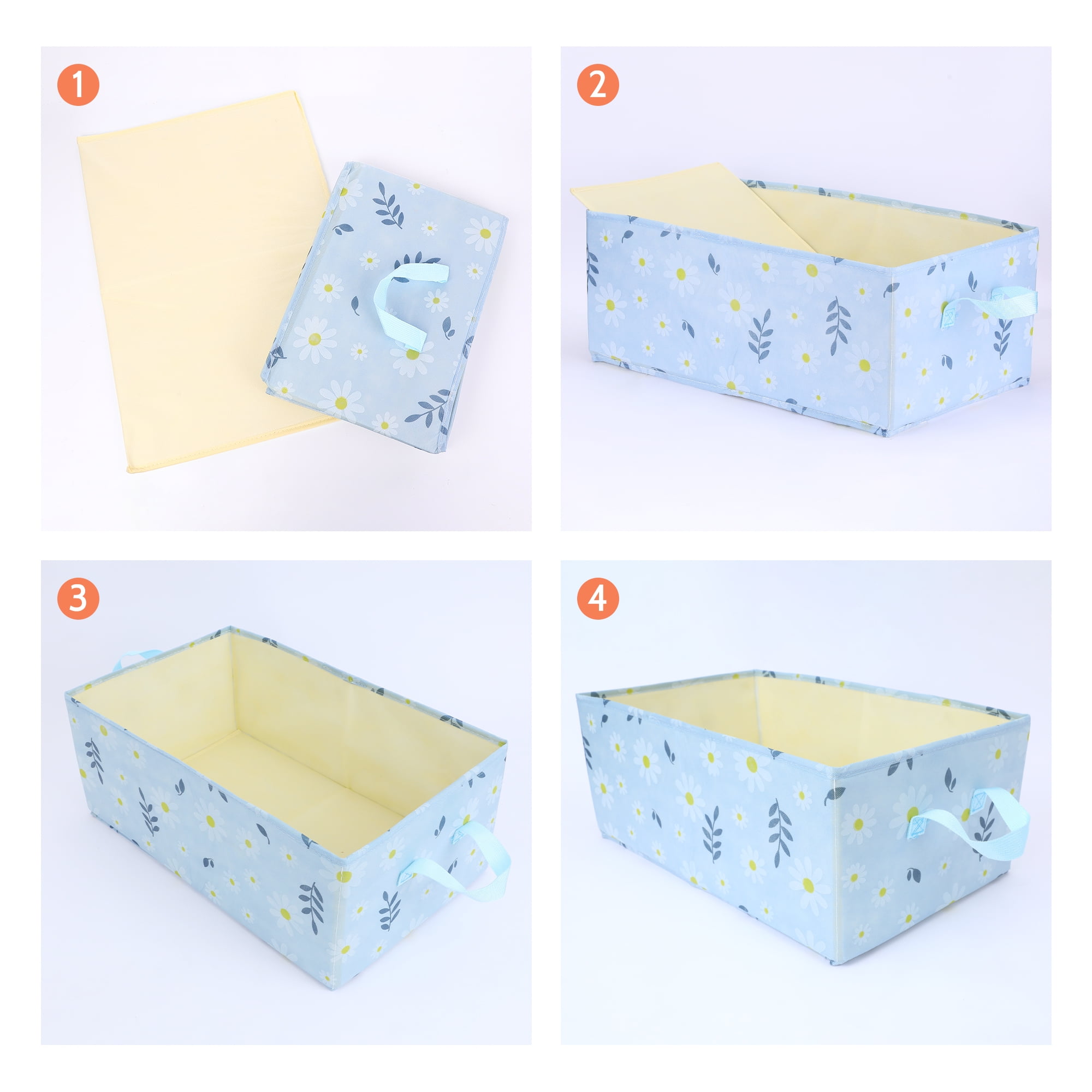 Unique Bargains Fabric Storage Cube Storage Bin Storage Basket Blue 19.5*12*8in