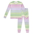 thumbnail image 4 of BOOMNY Girls 2 Peice Homewear Outfits Summer Loungewear Set for Girls Long Sleeve Striped Tops Pants Cozy Sleepwear Sets, 4 of 6