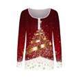 thumbnail image 5 of Aobny Women Shirts Compression Christmas T Shirt Long Sleeve Pullover Red Henley Funny Shirt,XL, 5 of 6