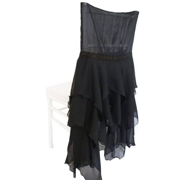 Wedding Linens Inc. Chiavari Chiffon Chair Covers Chair Cover - Black