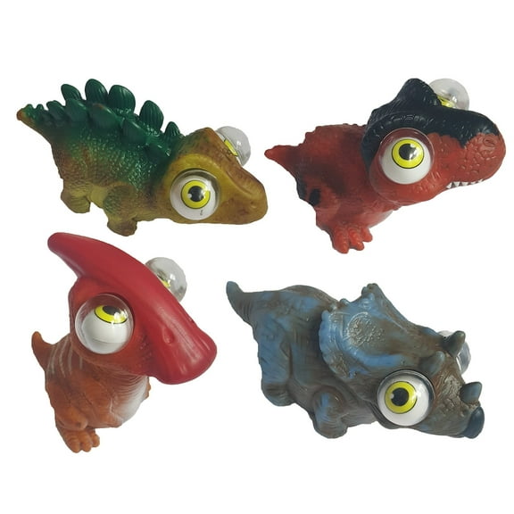 Dinosaur Assortment Squeeze N Pop Toys - Poppin Peepers - 4 Pack Dinos