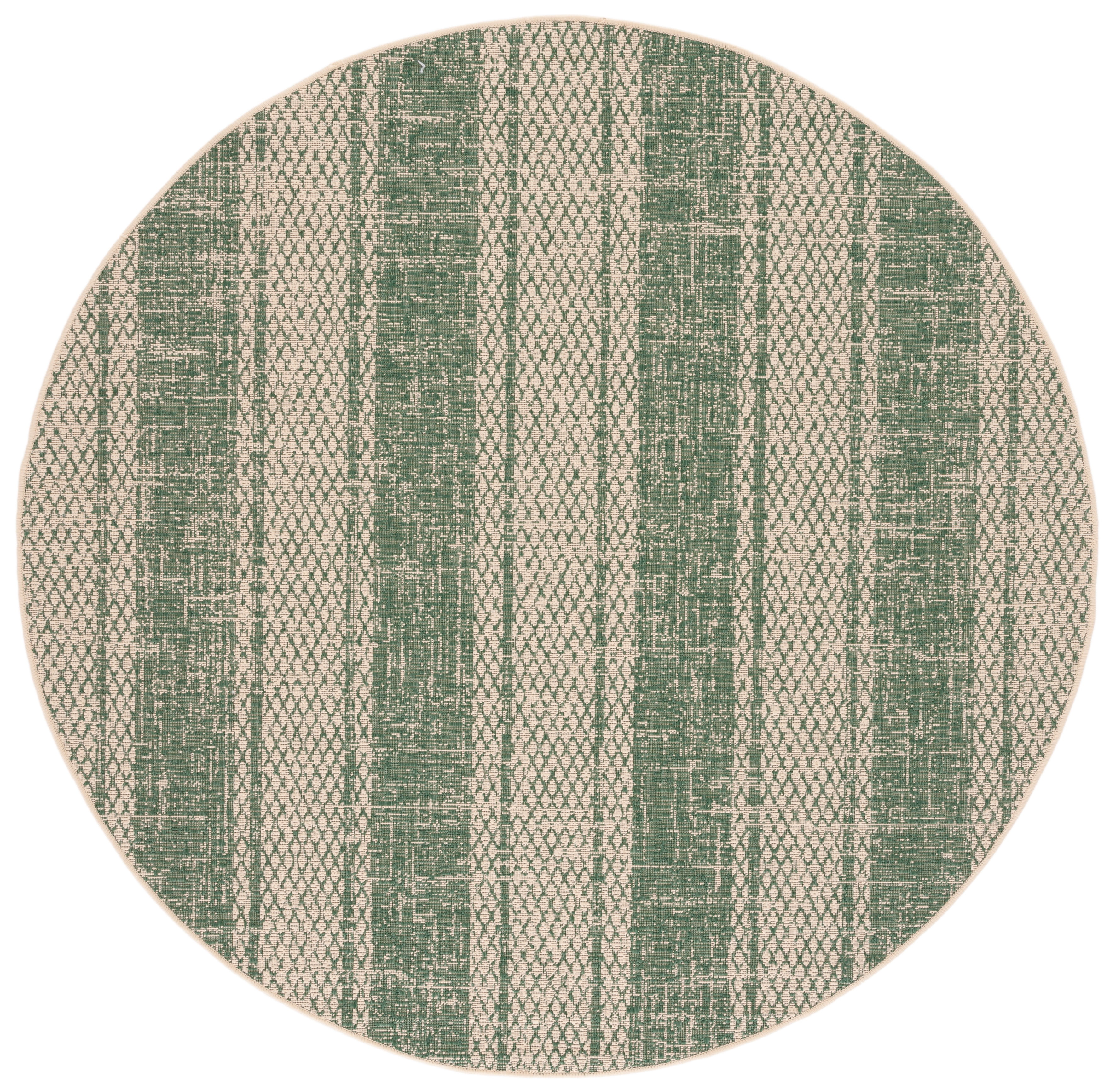 Safavieh Courtyard Adam Striped Indoor/Outdoor Area Rug, Beige/Dark Green, 6'7" x 6'7" Round