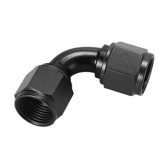 AN8 90 Degree Female Swivel Coupler Swivel Fuel Oil Hose End Fitting Adapter Connector for Car Black