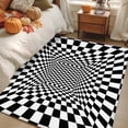 thumbnail image 4 of Abstract Plaid Washable Area Rug 4 x 6 ft Black White Checkerboard Geometric 3D Pattern Endless, Soft Non Slip Rugs Stain Repellent Indoor Felt Carpet for Living Dining Room Bedroom Home Office, 4 of 9