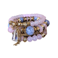 thumbnail image 2 of yuksok Boho Multilayer Bead Bracelet Stretch Bangle Unique Charm Beaded Bracelets Pink, 2 of 9
