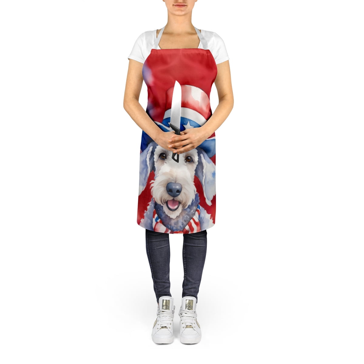 Bedlington Terrier Patriotic American Apron 27 in x 30 in