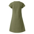 thumbnail image 7 of HJYCHN Women's V-Neck Linen Midi Dress for Everyday Wear with Short Sleeves and Solid Design for Seasonal Comfort Green S, 7 of 7